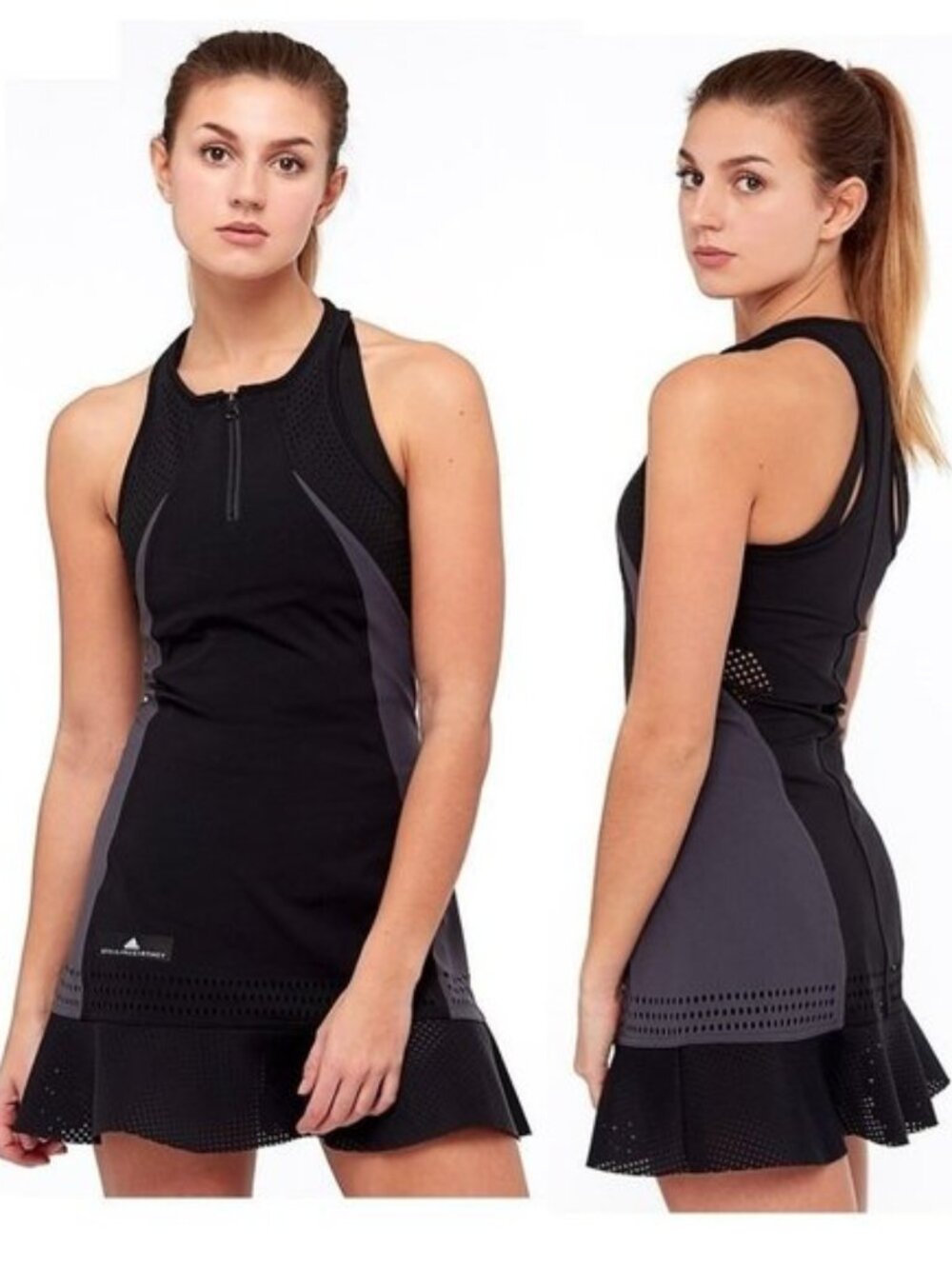 Nwt ADIDAS Stella McCartney Black Tennis Dress w/ BRA w/ ZIPPER skirt M Medium